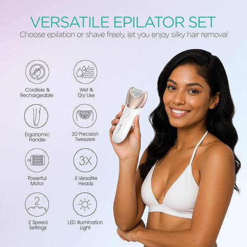 Epilator for Women, 3 in 1 Epilators Hair Removal for Leg Arm BM300
