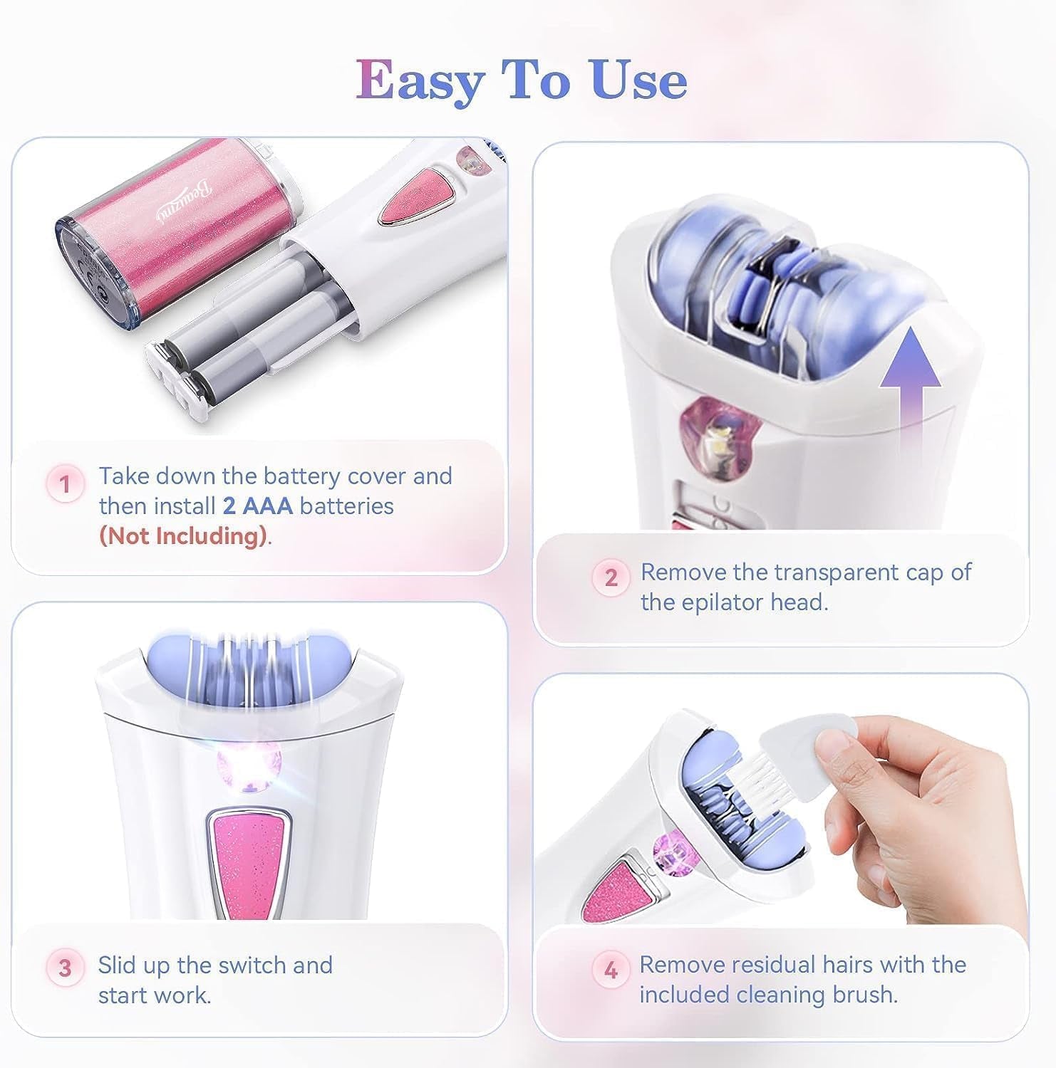 Mini Epilator, Facial Hair Remover for Women, Full Body Smooth Glide Epilator,